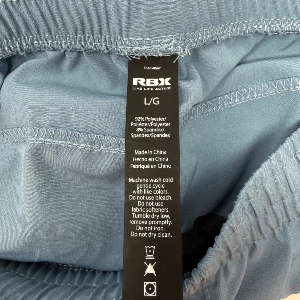 RBX‎ Mens Large Woven Jogger Elastic Zip Cuff Slate Blue Pants 328887 NEW